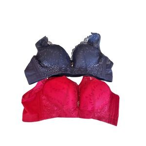 Unbranded Plus Size Push Up Bra Lot of 2 Lace Bras Navy Blue Red Womens 48 NWOT